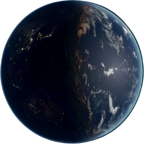 Fundación Planeta Tierra – Educación, Bienestar y Primera Infancia #de0a7 9 Vista del planeta Tierra desde el espacio, mostrando continentes, océanos y nubes bajo la luz solar.