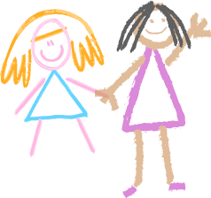 Fundación Planeta Tierra – Educación, Bienestar y Primera Infancia #de0a7 5 Dibujo infantil de dos personas tomadas de la mano, representando vínculo, acompañamiento y alegría compartida.
